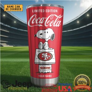San Francisco 49ers NFL Mix Snoopy & Red Coca Tumbler Customizable Name