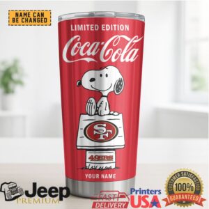 San Francisco 49ers NFL Mix Snoopy & Red Coca Tumbler Customizable Name