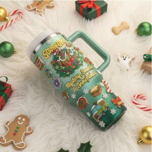 Scooby Doo! Mystery, Snacks & Snowflakes Christmas Tumbler with Handle & Straw