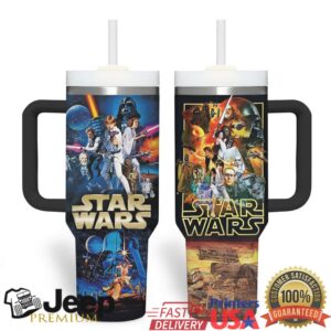 Silver Buffalo Star Wars Stainless Steel Tumbler with Handle and Straw