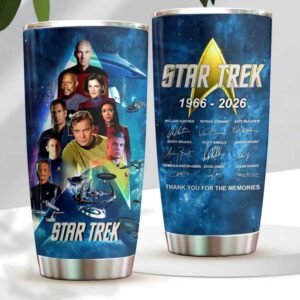 Star Trek 60th Anniversary 1966 2026 Commemorative Tumbler  Full Cast Signatures & Art