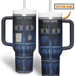 TARDIS Custom Name Quencher Tumbler