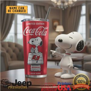 Tampa Bay Buccaneers NFL Mix Snoopy & Red Coca Tumbler Customizable Name