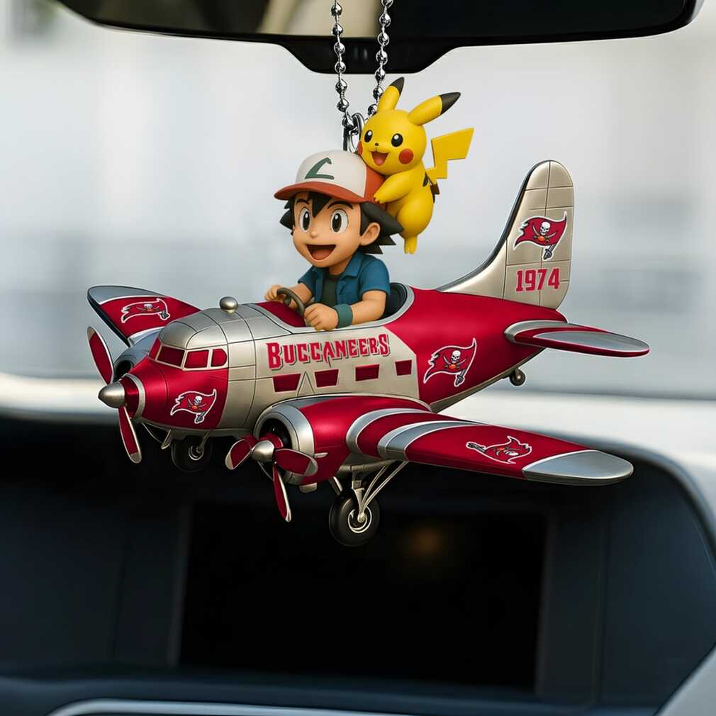 Tampa Bay Buccaneers & Pokémon Pikachu Ash Ketchum Airplane Ornament Tampa Bay Buccaneers & Pokémon Pikachu Ash Ketchum Airplane Ornament