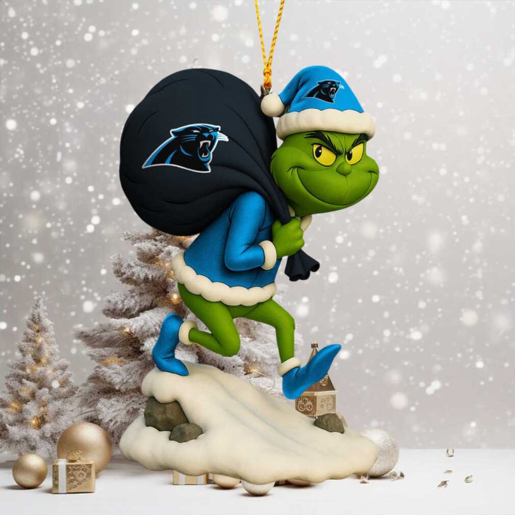 The Grinch Steals Christmas Carolina Panthers Football Ornament