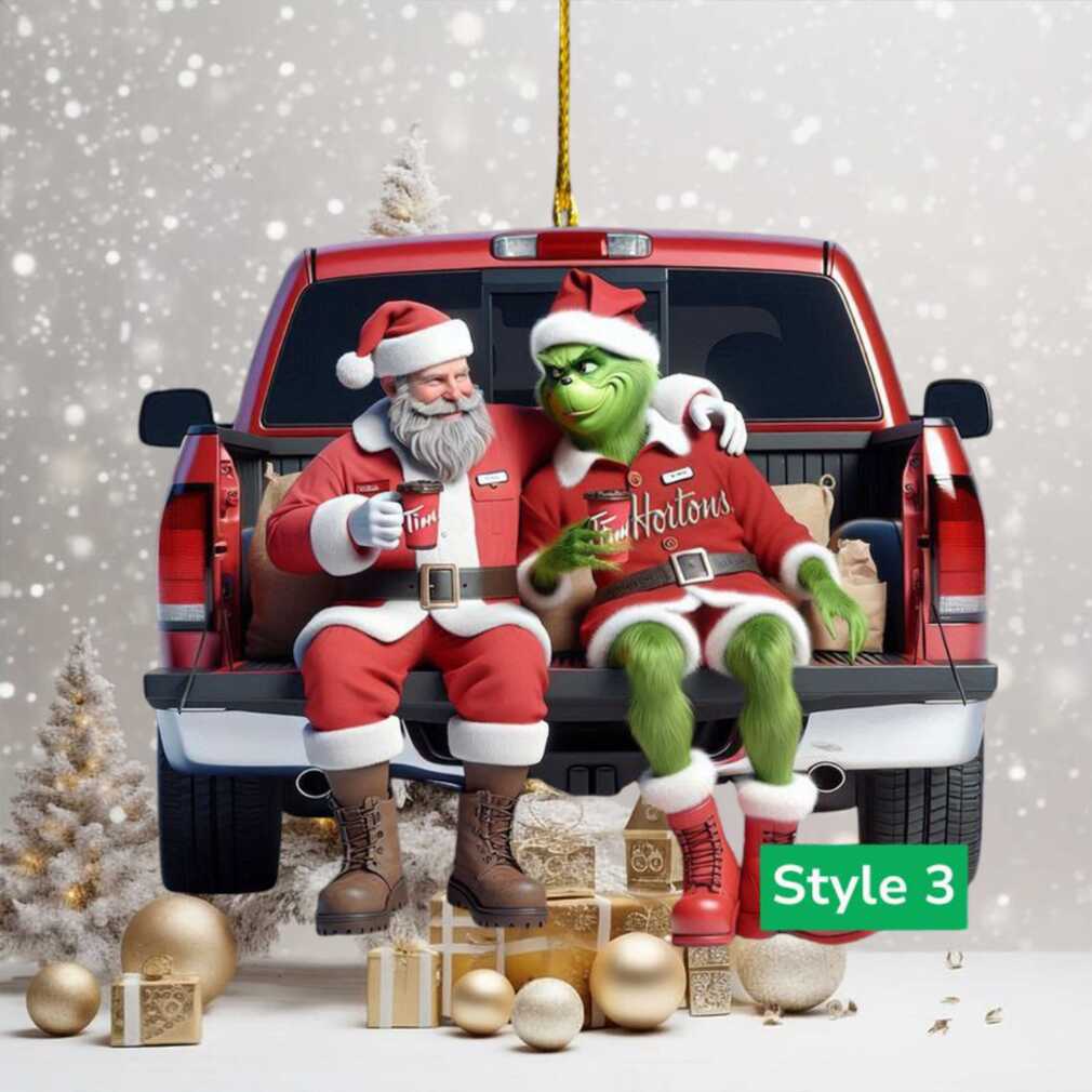 Tim Hortons Santa & Grinch in Pickup Truck Ornament Tim Hortons Santa & Grinch in Pickup Truck Ornament