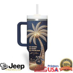 Tropical Vibes Palm Tree & Guitar Beach Tumbler