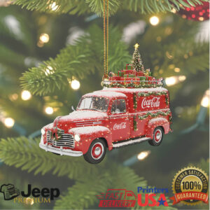 Vintage Red Truck with Christmas Tree Ornament