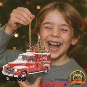 Vintage Red Truck with Christmas Tree Ornament
