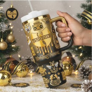 Wu Tang Forever Black and Gold Insulated Travel Tumbler with Handle