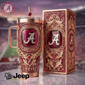 Alabama Crimson Tide Luxury Jewel Encrusted 40oz Tumbler with Gift Box