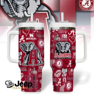 Alabama Crimson Tide Roll Tide Collage Pattern Sports Fan 40oz Tumbler