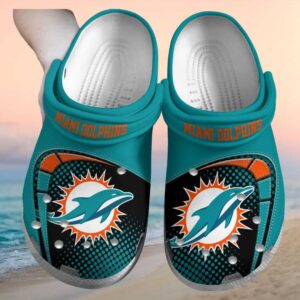 Aqua and Orange Miami Dolphins Fan Crocs Aqua and Orange Miami Dolphins Fan Crocs