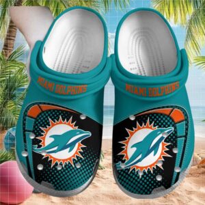 Aqua and Orange Miami Dolphins Fan Crocs