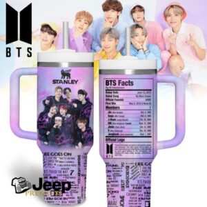 BTS Member Facts and Signatures K Pop Fan Pastel Ombre 40oz Tumbler
