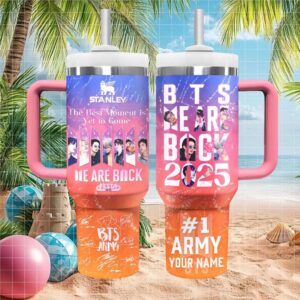 BTS We Are Back 2025 Festa Pink & Blue Gradient Army Tumbler Wrap