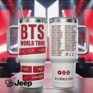BTS World Tour Concert Dates Stainless Steel Tumbler with Handle and Straw