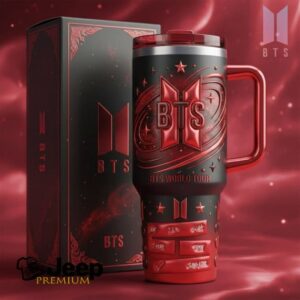 BTS World Tour Limited Edition Black & Red 3D Embossed 40oz Tumbler