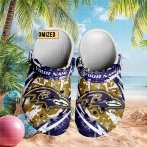 Baltimore Ravens Nfl Personalized Clogs Purple Gold