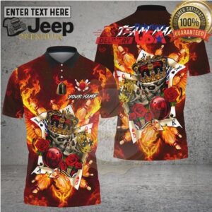 Bowling Royal Flame Skull King Card Art Multi Options Personalized Name, Team Name Unisex 3D Shirt Bowling Royal Flame Skull King Card Art Multi Options Personalized Name, Team Name Unisex 3D Shirt