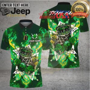 Bowling Royal Flame Skull King Card Art Multi Options Personalized Name, Team Name Unisex 3D Shirt