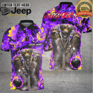 Bowling Royal Skull King Queen Casino Art Multi Options Personalized Name, Team Name Unisex 3D Shirt