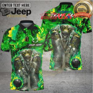 Bowling Royal Skull King Queen Casino Art Multi Options Personalized Name, Team Name Unisex 3D Shirt