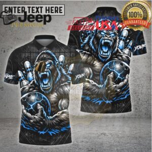 Bowling Shirt Angry Gorilla Power Bowling Graphic Multioptions Personalized Name, Team Name 3D Shirt