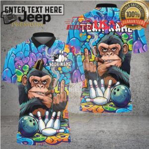 Bowling Shirt Cool Chimp Smoking Cigar Graffiti Art Multioptions Personalized Name, Team Name 3D Shirt Bowling Shirt Cool Chimp Smoking Cigar Graffiti Art Multioptions Personalized Name, Team Name 3D Shirt