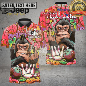 Bowling Shirt Cool Chimp Smoking Cigar Graffiti Art Multioptions Personalized Name, Team Name 3D Shirt