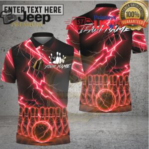 Bowling Shirt Cyan Electric Lightning Strike Effect Multioptions Personalized Name, Team Name 3D Shirt