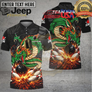 Bowling Shirt Fire Dragon Legendary Strike Multicolor Options Personalized Name, Team Name 3D Shirt