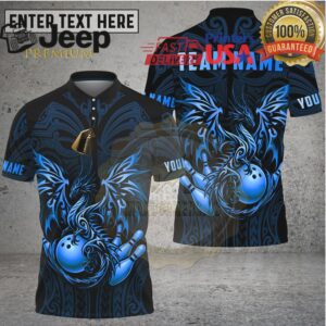 Bowling Shirt Golden Dragon Flowing Ornamental Art Multioptions Personalized Name, Team Name 3D Shirt