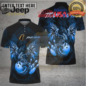 Bowling Shirt Golden Dragon Ornate Decorative Pattern Multioptions Personalized Name, Team Name 3D Shirt