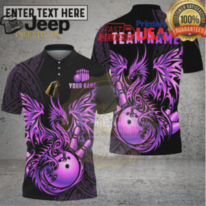 Bowling Shirt Golden Dragon Tribal Geometric Design Multioptions Personalized Name, Team Name 3D Shirt