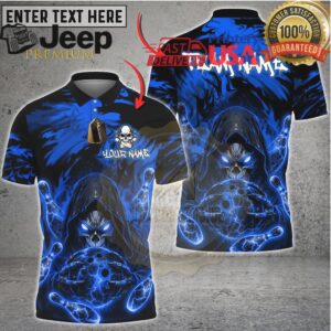 Bowling Shirt Grim Reaper Fire Bowling Ball Dark Fantasy Design Multioptions Personalized Name, Team Name 3D Shirt