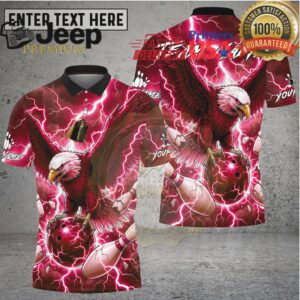 Bowling Shirt Majestic Eagle Lightning Bowling Ball Multioptions Personalized Name, Team Name 3D Shirt