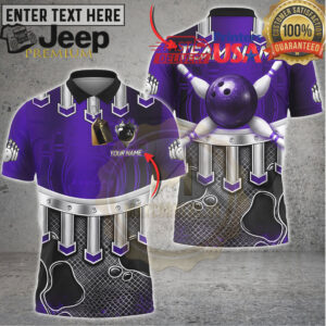 Bowling Shirt Metallic Bowling Ball Pin Strike Power Design Multicolor Options Personalized Name, Team Name 3D Shirt