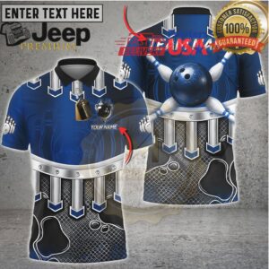 Bowling Shirt Metallic Bowling Ball Pin Strike Power Design Multicolor Options Personalized Name, Team Name 3D Shirt