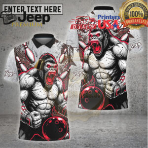 Bowling Shirt Muscular Gorilla Strike Bowling Art Multioptions Personalized Name, Team Name 3D Shirt
