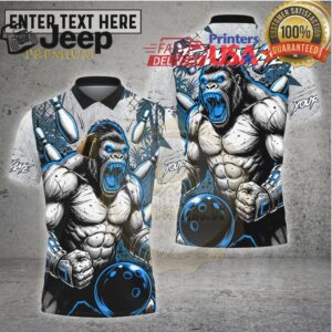 Bowling Shirt Muscular Gorilla Strike Bowling Art Multioptions Personalized Name, Team Name 3D Shirt