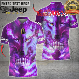 Bowling Shirt Neon Wolf Cosmic Galaxy Bowling Art Multioptions Personalized Name, Team Name 3D Shirt