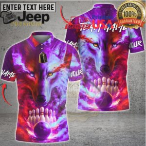 Bowling Shirt Neon Wolf Cosmic Galaxy Bowling Art Multioptions Personalized Name, Team Name 3D Shirt