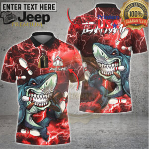 Bowling Shirt Shark Bowling Ball Lightning Graphic Multioptions Personalized Name Team Name 3D Shirt