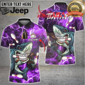 Bowling Shirt Shark Bowling Ball Lightning Graphic Multioptions Personalized Name Team Name 3D Shirt