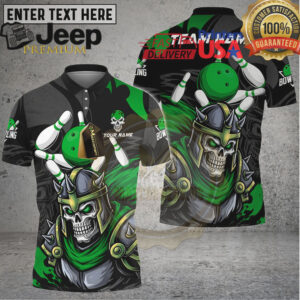 Bowling Shirt Skull Knight Dark Power Strike Multicolor Options Personalized Name, Team Name 3D Shirt