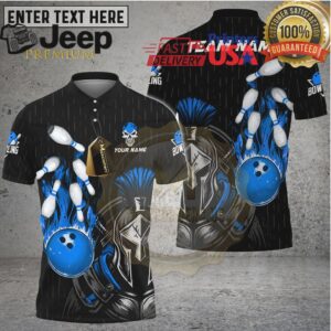 Bowling Shirt Spartan Warrior Fire Strike Multicolor Options Personalized Name, Team Name 3D Shirt
