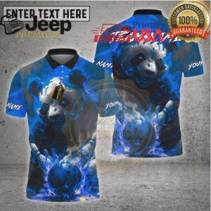 Bowling Shirt – Angry Panda Fire Bowling Ball Graphic – Multioptions Personalized Name, Team Name 3D Shirt