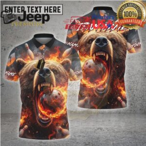Bowling Shirt – Fierce Bear Fire Bowling Ball Artwork – Multioptions Personalized Name, Team Name 3D Shirt Bowling Shirt – Fierce Bear Fire Bowling Ball Artwork – Multioptions Personalized Name, Team Name 3D Shirt