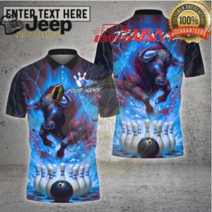 Bowling Shirts Flaming Bull Fire Explosion Theme Multi Options Personalized Name, Team Name 3D Shirt